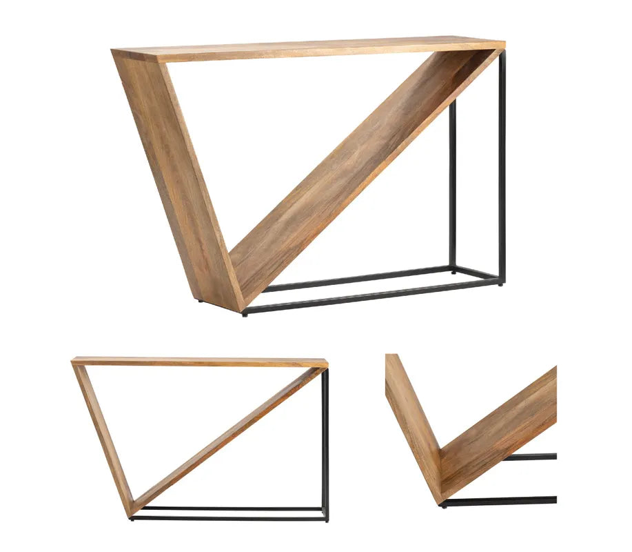  triangle wood metal console