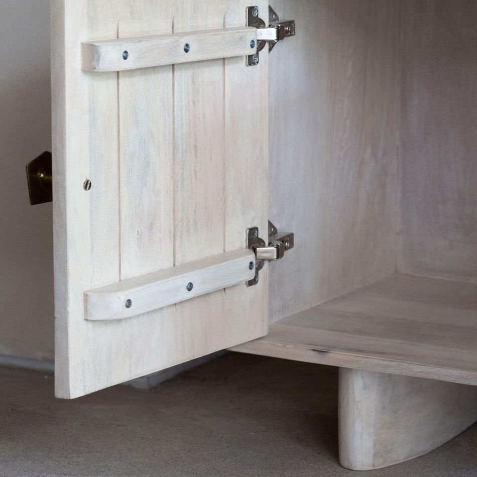 Artisan Fluted Wood TV Unit with Storage | Modern Media Console | Natural Finish Entertainment Center | J.L.HOME DECOR