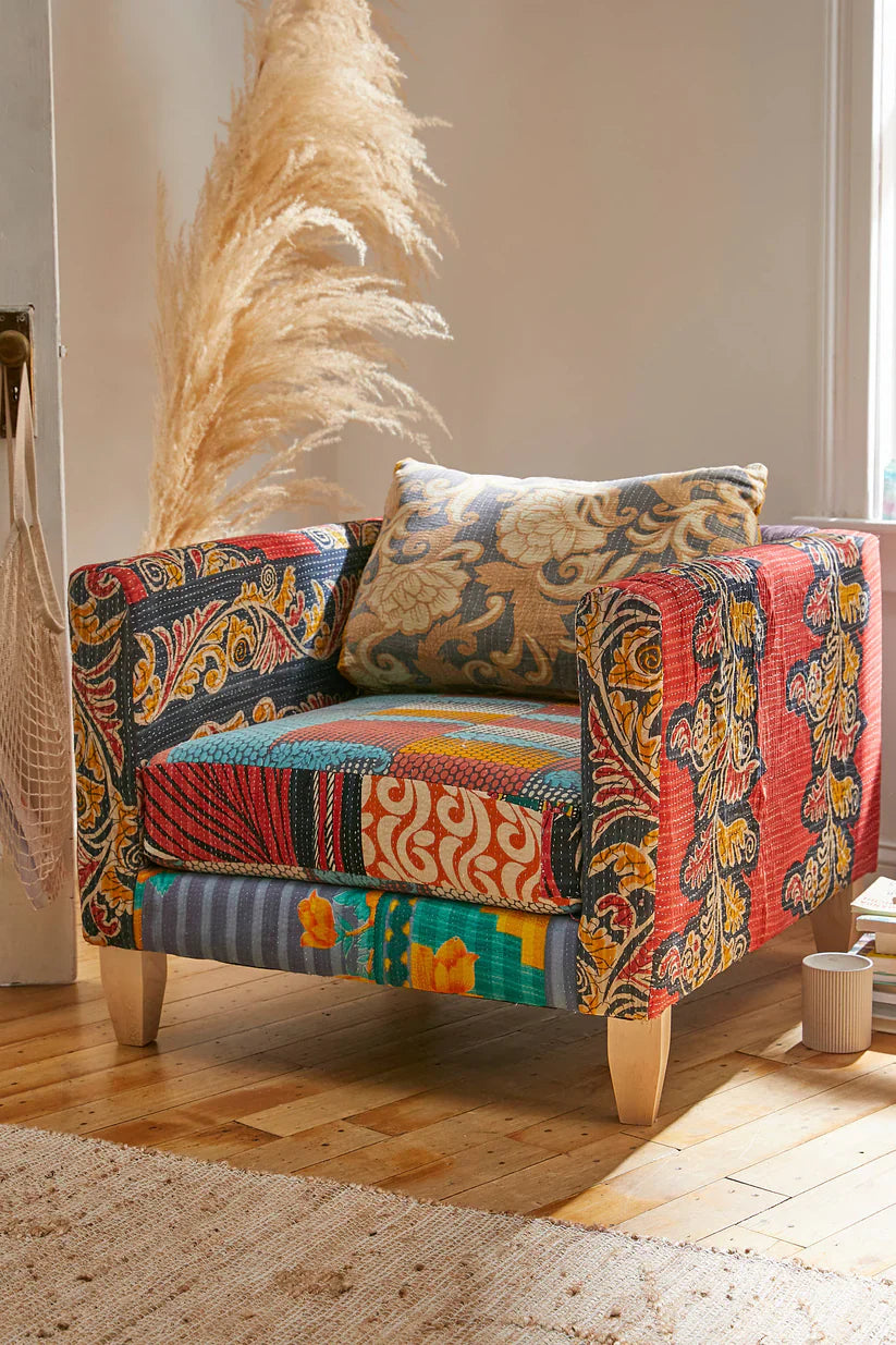 vintage kantha sofa seat