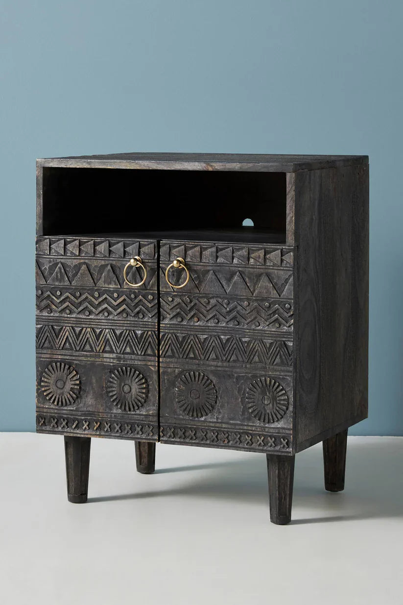 walnut white distress bedside
