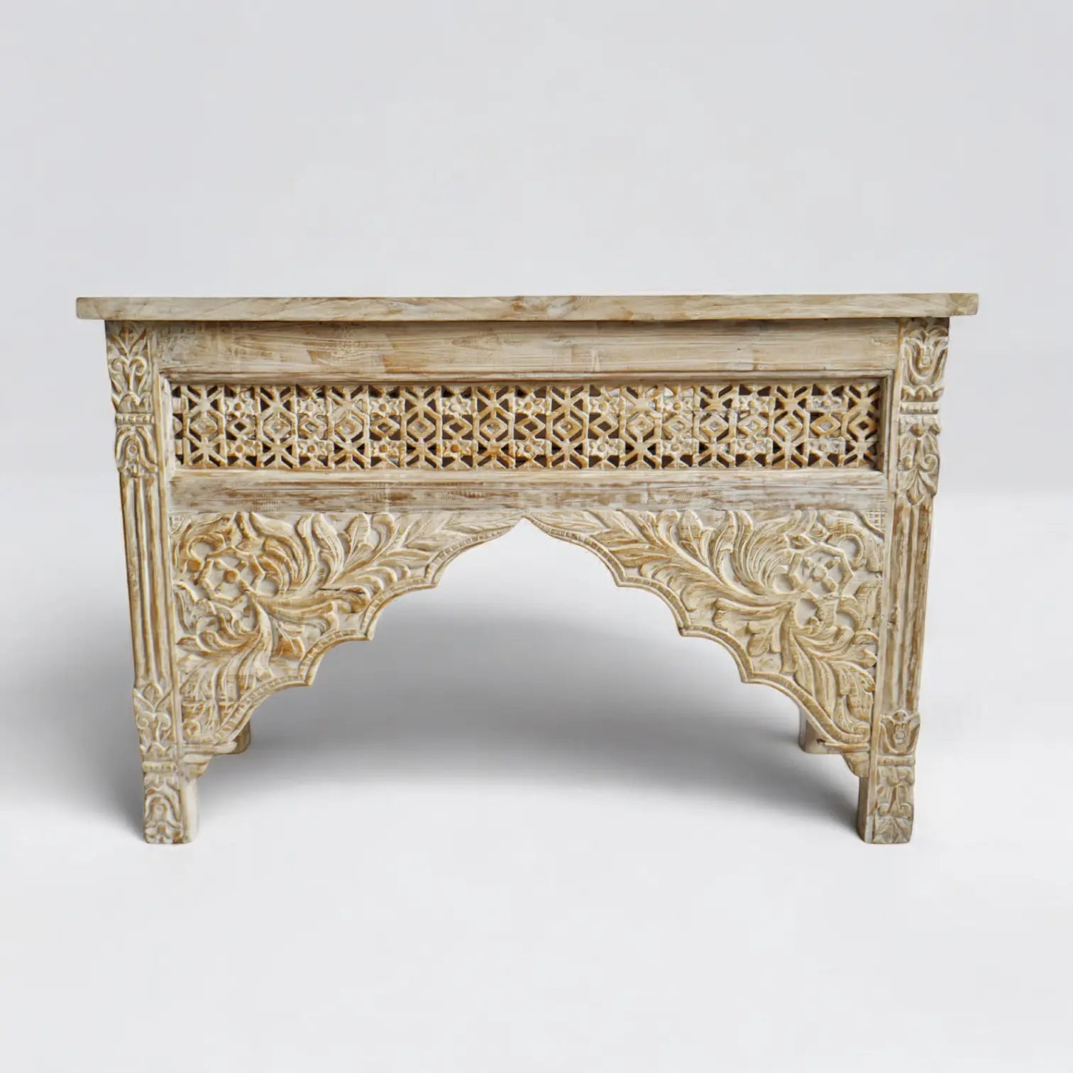 White Wash Architectural Carved Wood Console Table Console Table  Architectural Carved Furniture jlhomedecor2021.myshopify.com