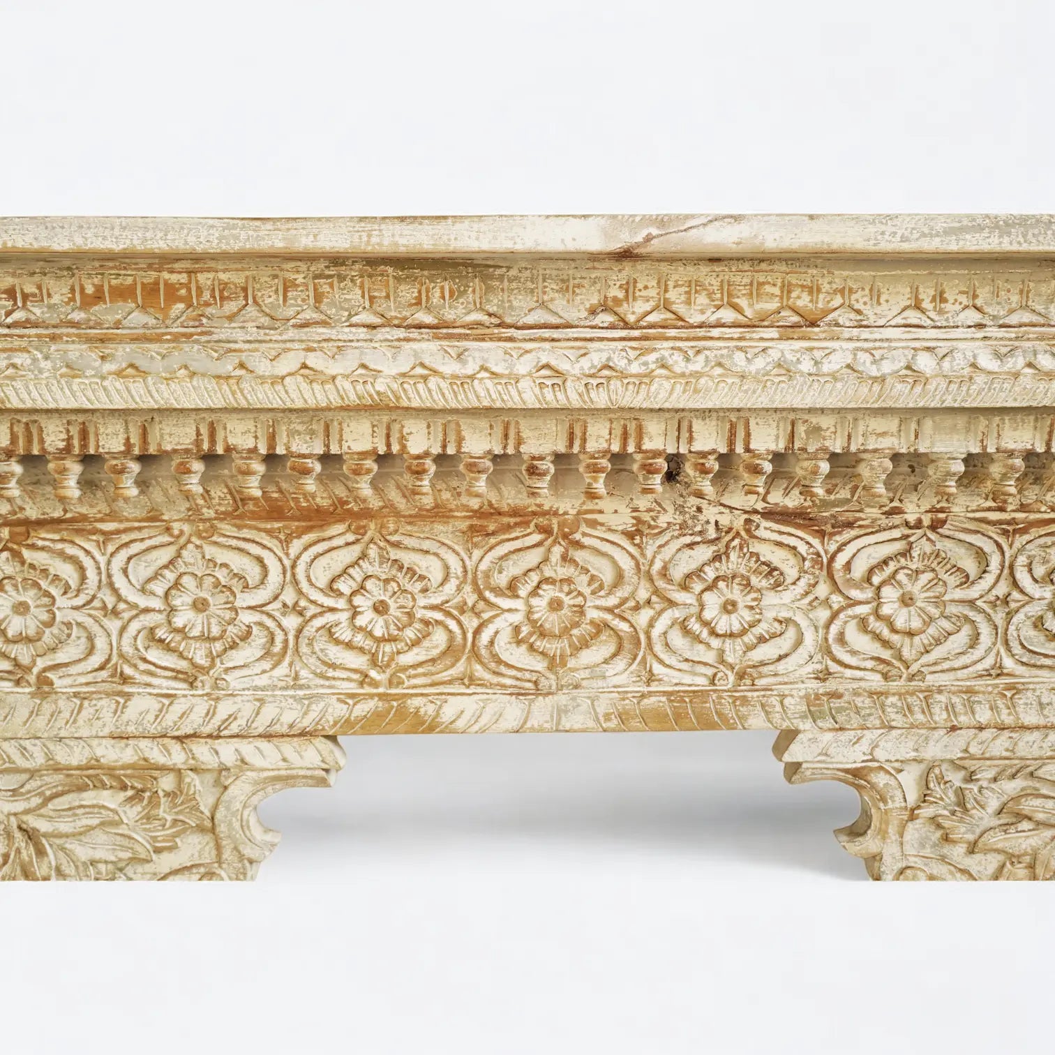 Washed Carved Floral Patterns Arch Console Table - carved console table Console Table  Antique Carved Console jlhomedecor2021.myshopify.com