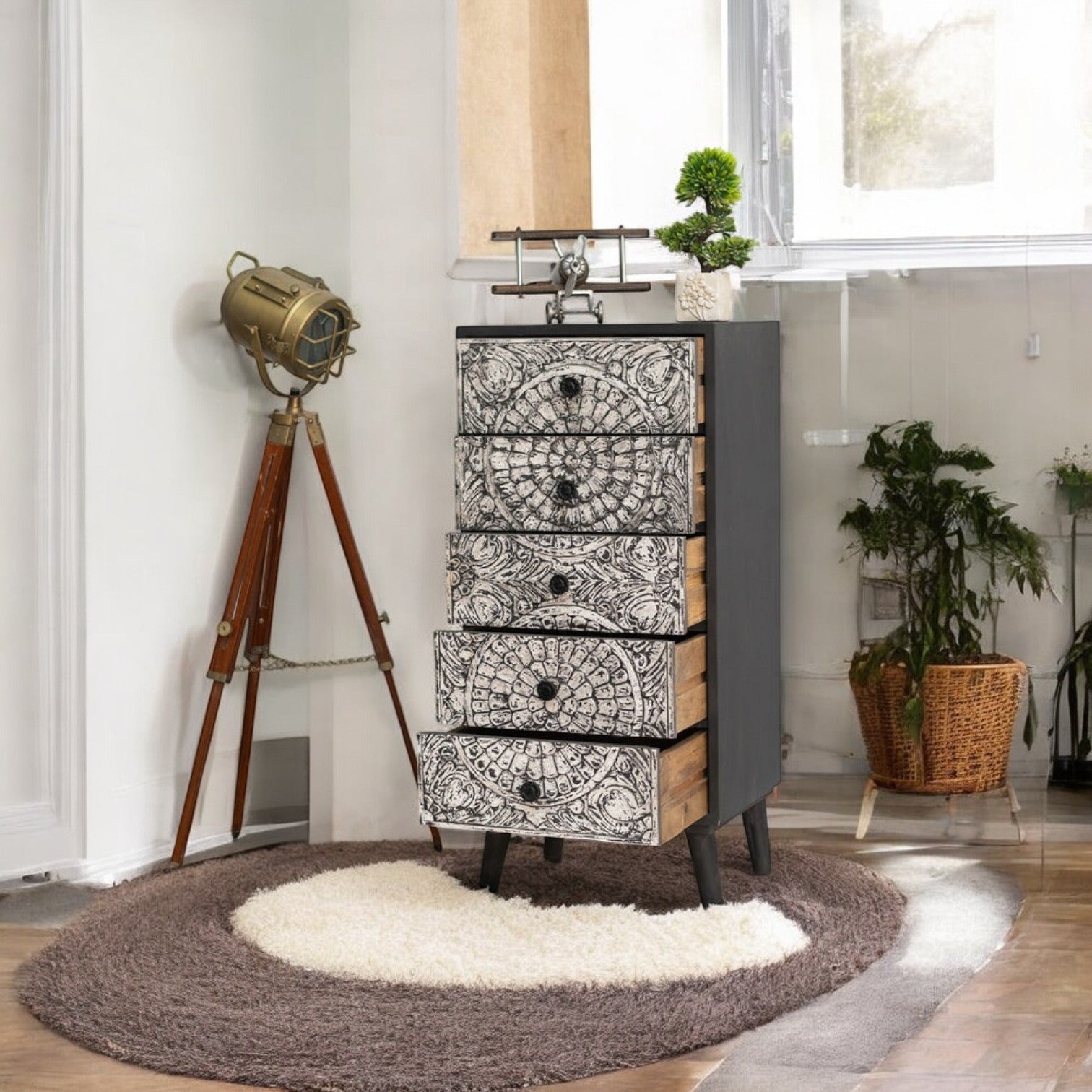 Elegant storage drawer with modern design for versatile use.
