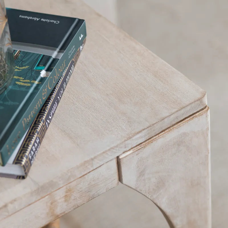  whitewash mango wood side table