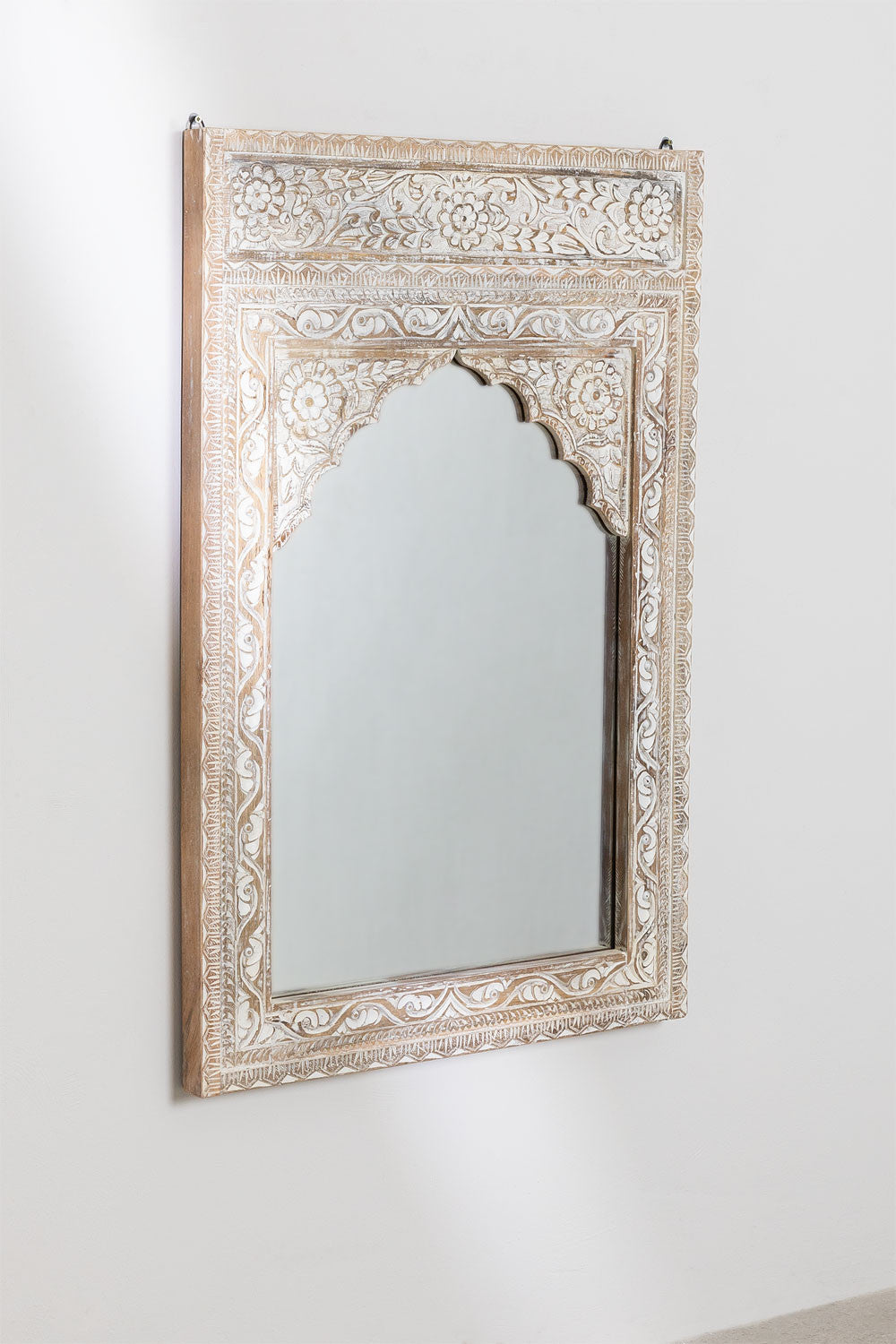 Handmade Indian Style Jharokha Hand Carved Wall Mirror in Solid Hard Wood | Vinatge | Rustic | Living Room Antique Wall Decor