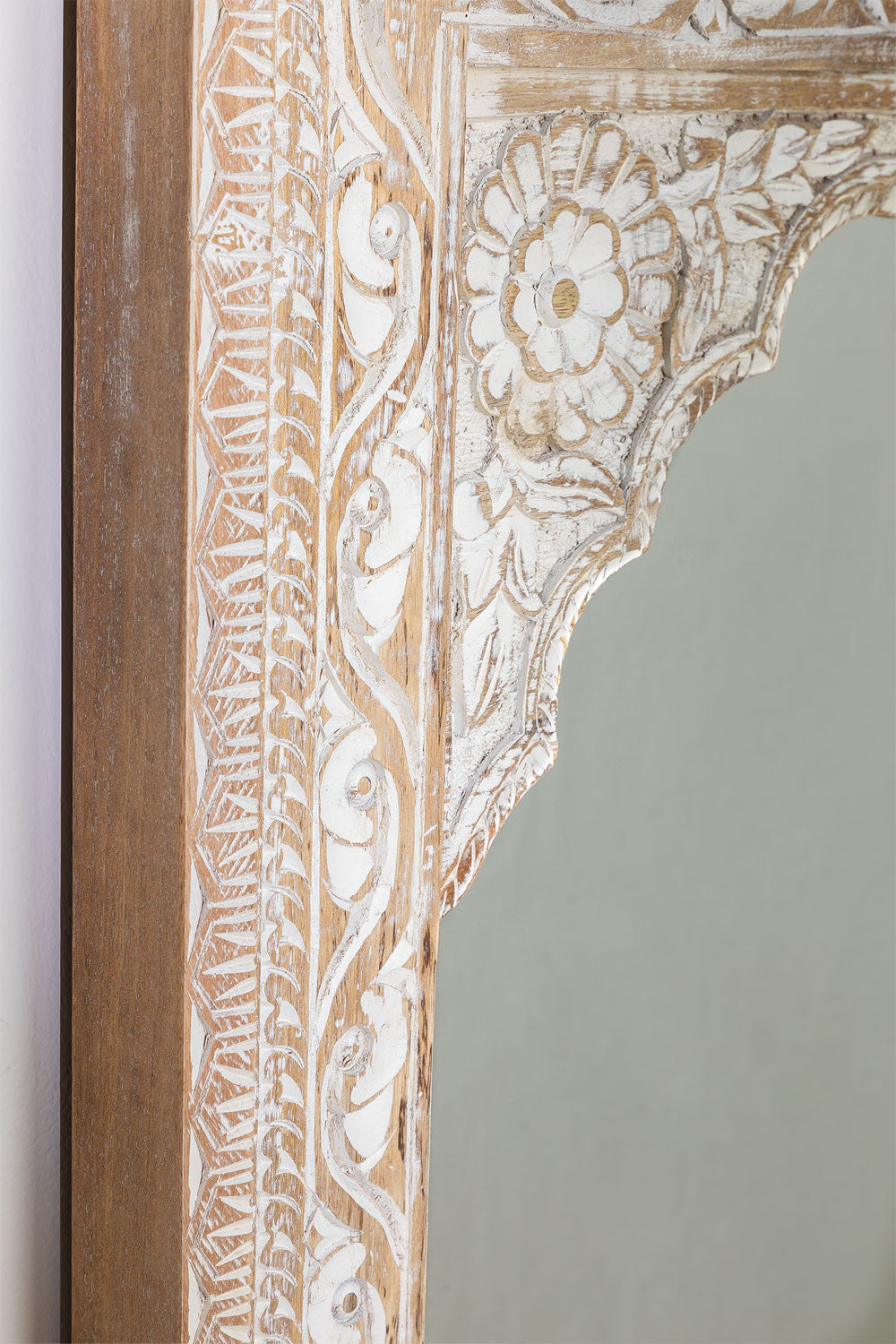 Handmade Indian Style Jharokha Hand Carved Wall Mirror in Solid Hard Wood | Vinatge | Rustic | Living Room Antique Wall Decor