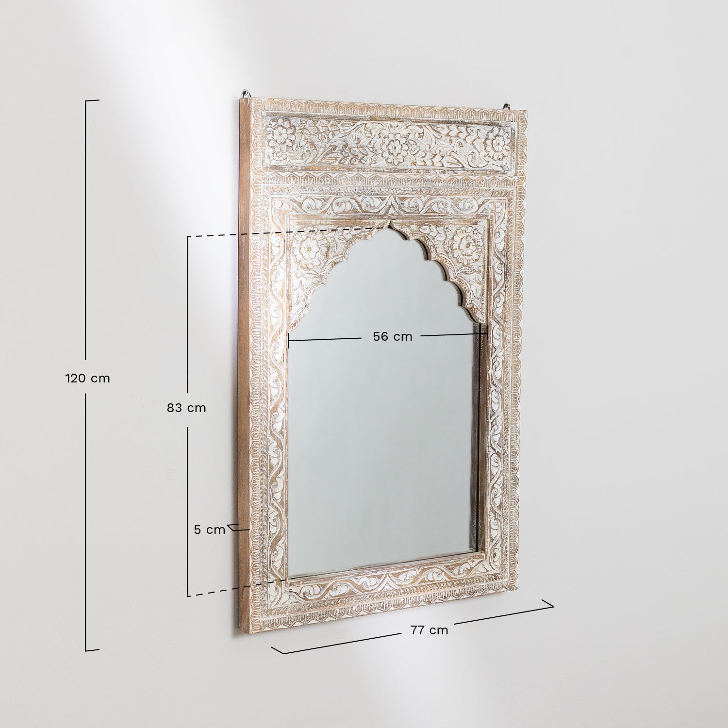 Handmade Indian Style Jharokha Hand Carved Wall Mirror in Solid Hard Wood | Vinatge | Rustic | Living Room Antique Wall Decor