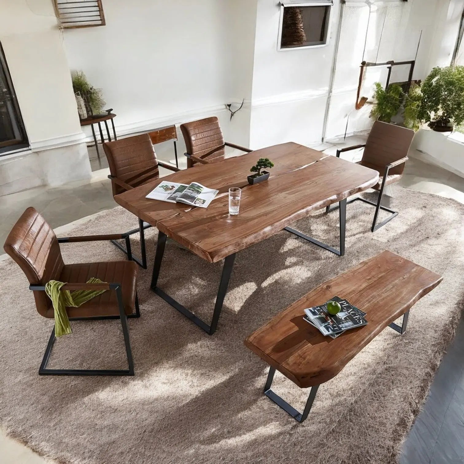 Wooden Live edge 6,8 Seater Dining Tables|dining set|dining table chairs|restaurant tables|restaurant tables and chairs|dining room chairs set of 6,8 seater dining table|dining room set with bench, Dinning Set  8 seater dining table jlhomedecor2021.myshopify.com