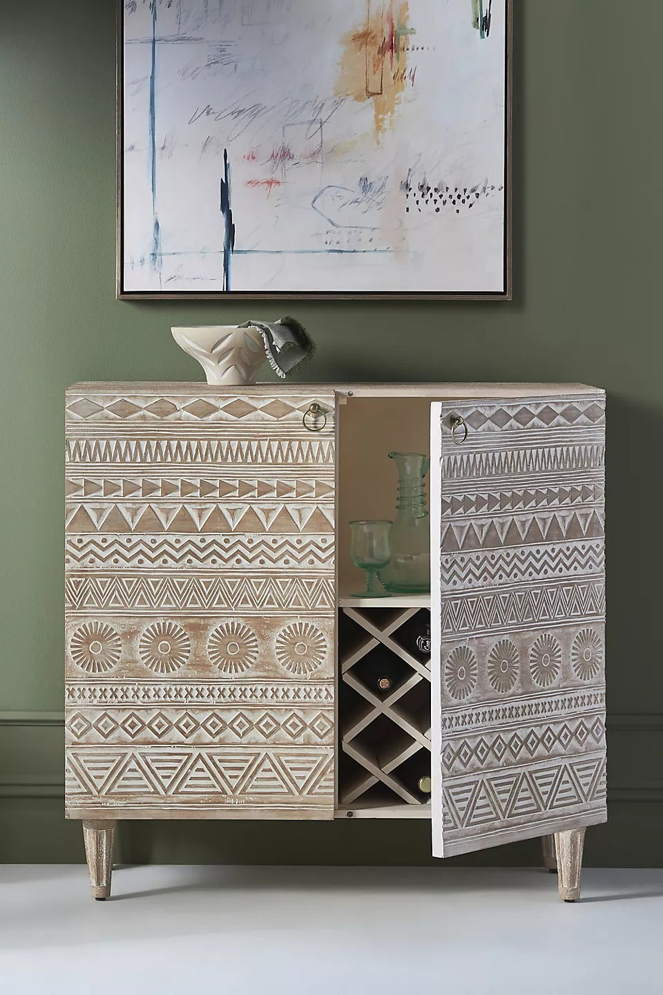 J.L.HOME DECOR Handcarved Jedaai Bar Cabinet - J.L.HOME DECOR