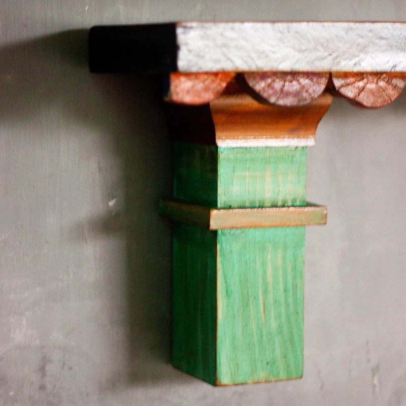 Wooden Wall Shelf | Green & Orange - J.L.HOME DECOR
