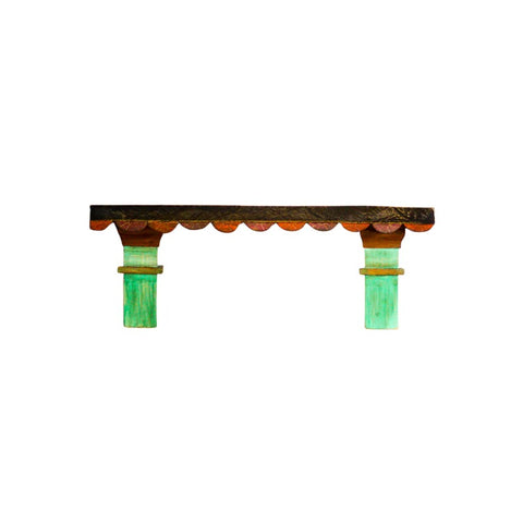 Wooden Wall Shelf | Green & Orange - J.L.HOME DECOR