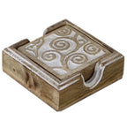 Set Wood Coasters (Set of 4) Rustic Wooden Carved - J.L.HOME DECOR