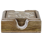 Set Wood Coasters (Set of 4) Rustic Wooden Carved - J.L.HOME DECOR