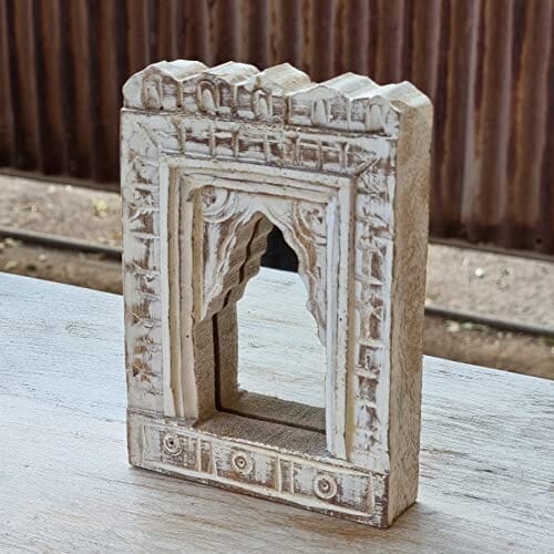 White Carved Small Mirror Frame - J.L.HOME DECOR
