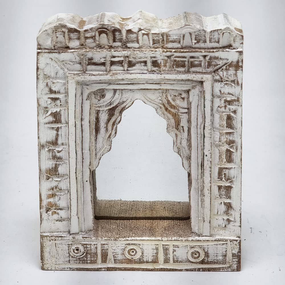 White Carved Small Mirror Frame - J.L.HOME DECOR