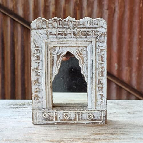 White Carved Small Mirror Frame - J.L.HOME DECOR