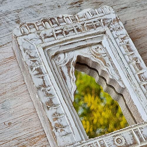 White Carved Small Mirror Frame - J.L.HOME DECOR