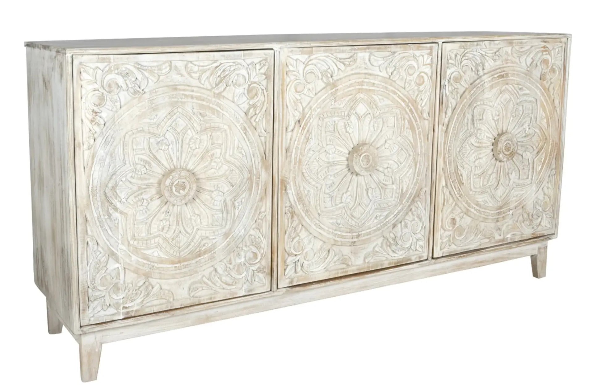 Carved 3 Door Buffet Sideboard in Solid Hard Wood - J.L.HOME DECOR