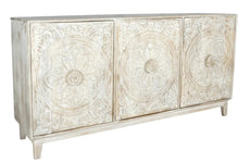 Carved 3 Door Buffet Sideboard in Solid Hard Wood - J.L.HOME DECOR