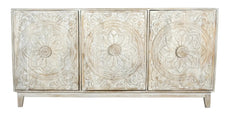Carved 3 Door Buffet Sideboard in Solid Hard Wood - J.L.HOME DECOR