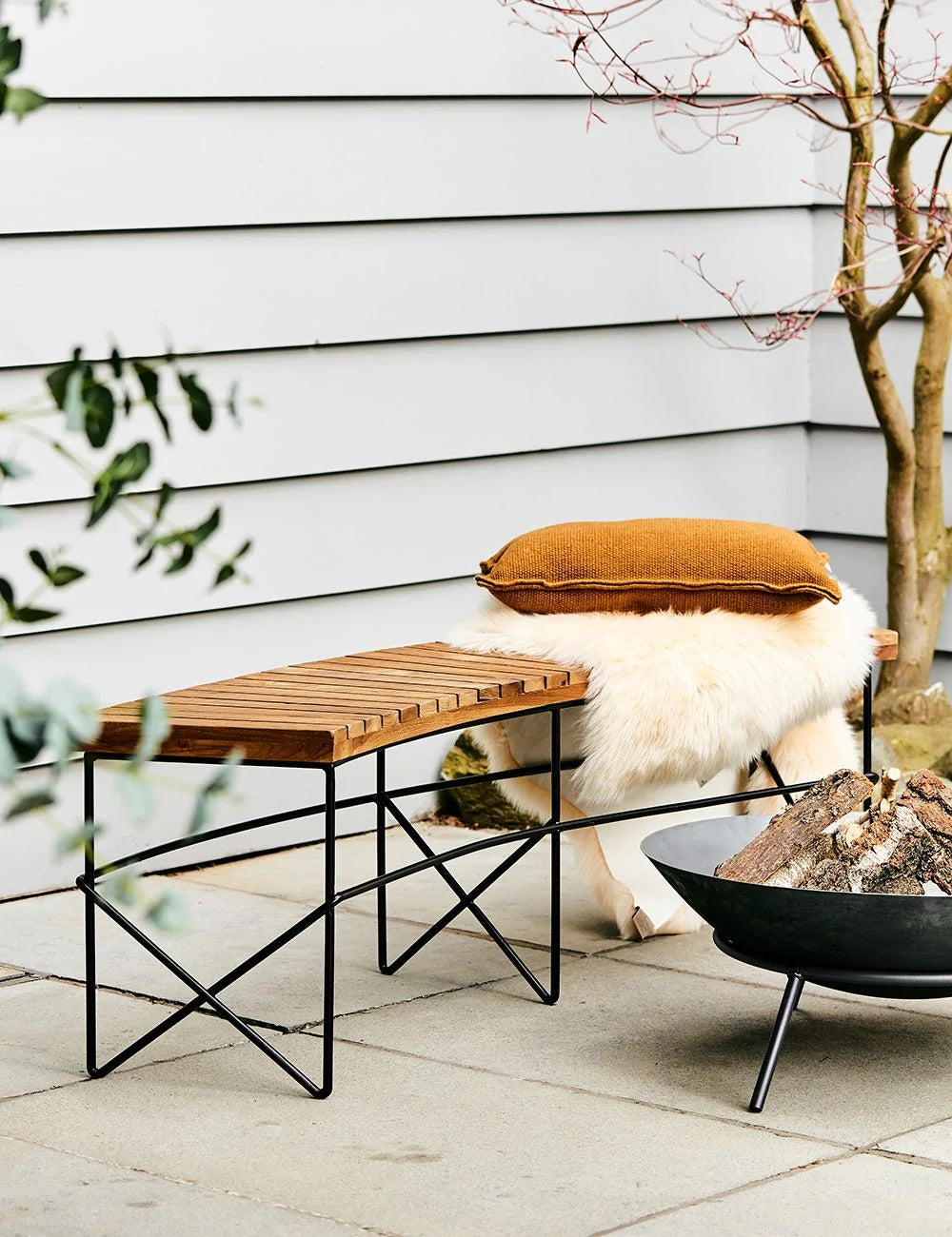 Wooden Firepit Bench - J.L.HOME DECOR