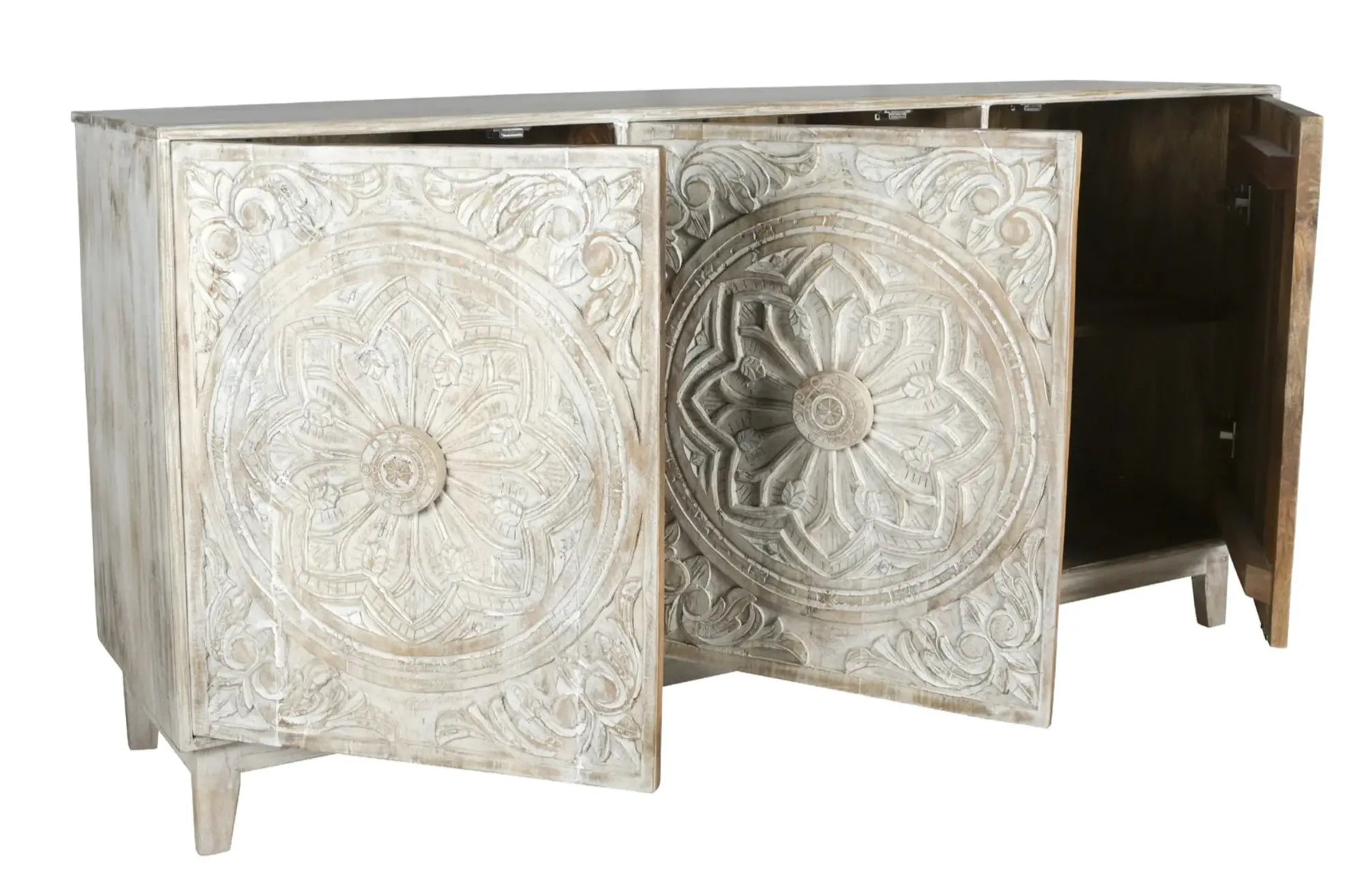 Carved 3 Door Buffet Sideboard in Solid Hard Wood - J.L.HOME DECOR