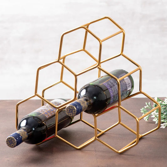 Iron Wired Wine Rack | Gold - J.L.HOME DECOR