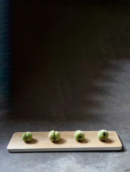 Natural White Wood Chopping Board Cum Server (L- 20.8in, W- 6.8in, H- 1in) - J.L.HOME DECOR