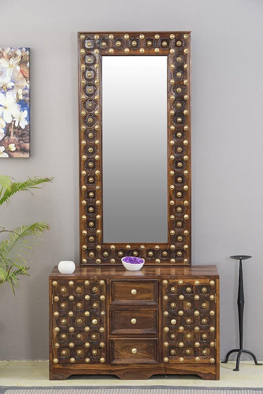 Solid Wood Brass Dressing Table - J.L.HOME DECOR