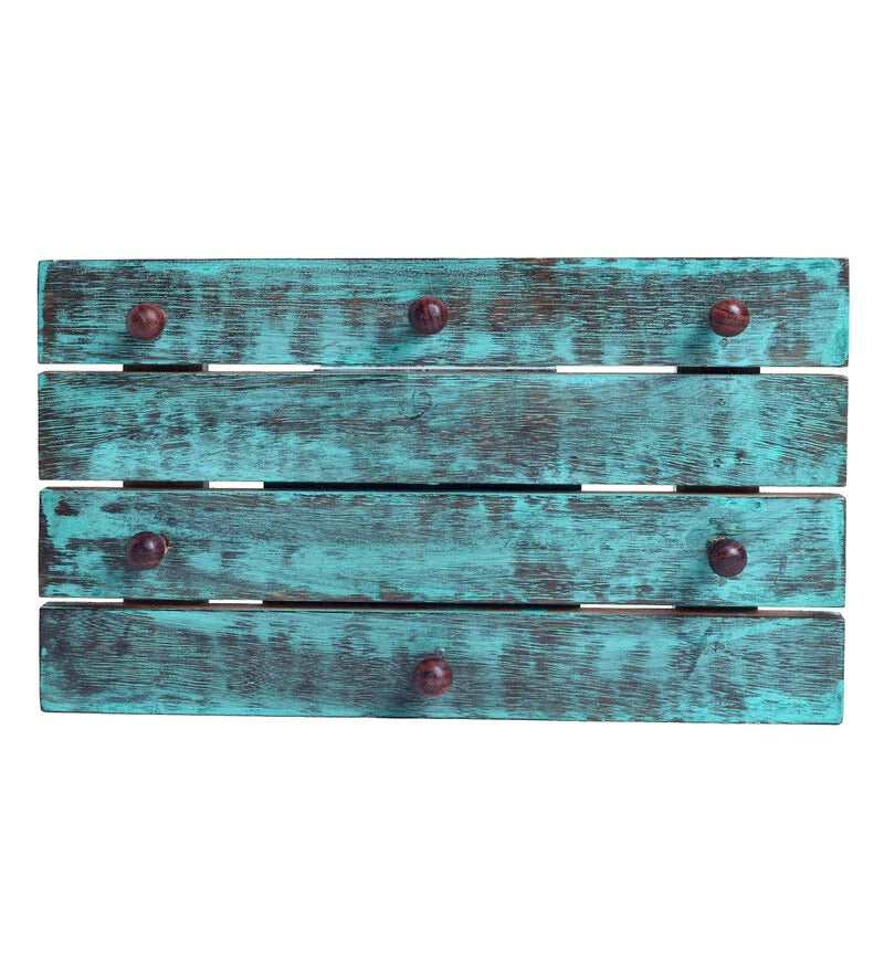 Antique Blue Colour Mango Wood Key Holder - J.L.HOME DECOR