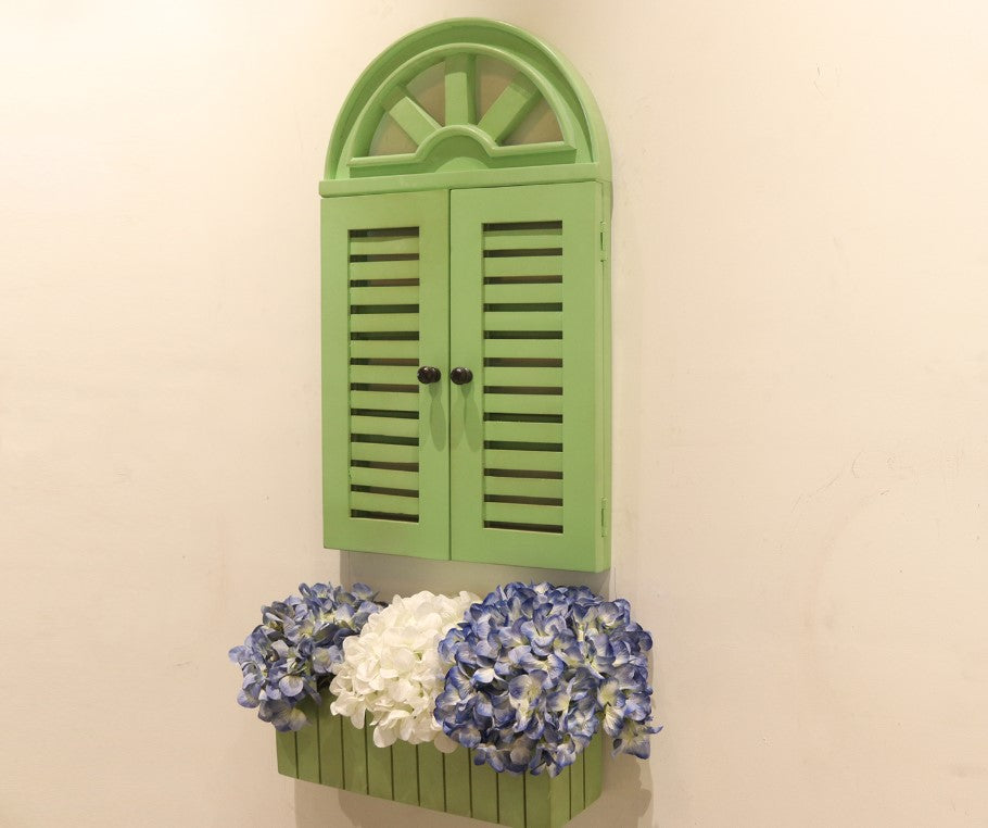 Wooden Window Frame Planter in Solid Hard Wood Decorative Frame for Bedroom | Home Decor | Living Room 94x45.8cm Green - J.L.HOME DECOR