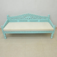 Mughal Garden Hand Carved Balinese Daybed Turquoise L - J.L.HOME DECOR