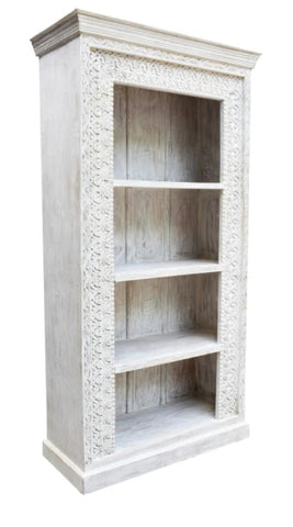 Hand Carved Wooden Bookshelf - J.L.HOME DECOR