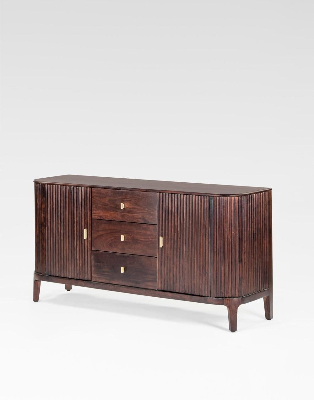 Vintage Flute Mango Wood Sideboard Cabinet - J.L.HOME DECOR