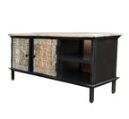 Hand Carved Industrial TV Console TV Cabinet Media Console - J.L.HOME DECOR