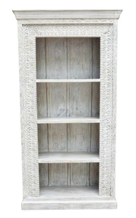 Hand Carved Wooden Bookshelf - J.L.HOME DECOR