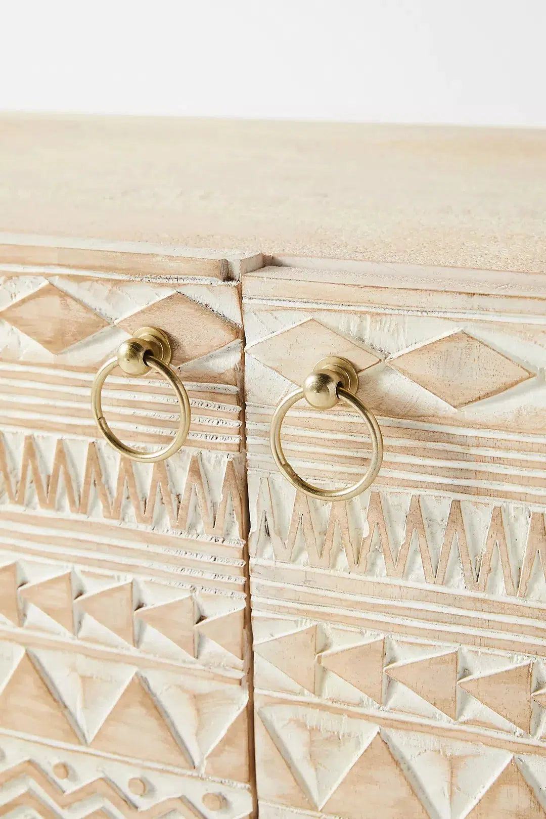 Vintage Carved Mango Wood Sideboard Whitewash - J.L.HOME DECOR