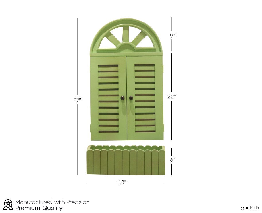 Wooden Window Frame Planter in Solid Hard Wood Decorative Frame for Bedroom | Home Decor | Living Room 94x45.8cm Green - J.L.HOME DECOR