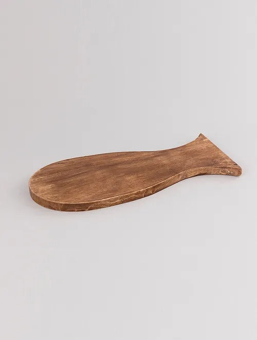 Brown Mango Wood And Enamel Merine Chopping Board (L-16in, W-7in, H-1in) - J.L.HOME DECOR