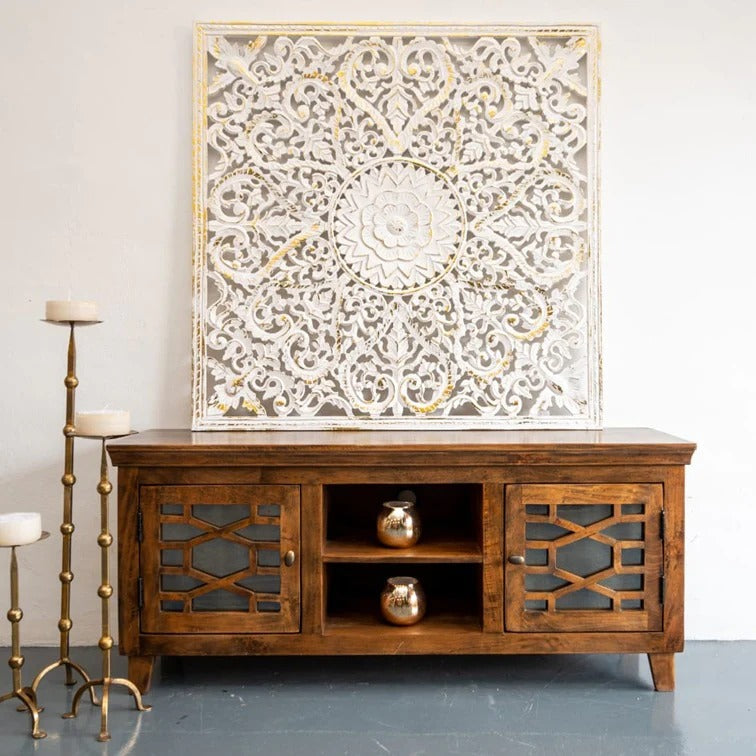 Solid Mango Wood TV Cabinet Media Cabinet TV Console - J.L.HOME DECOR