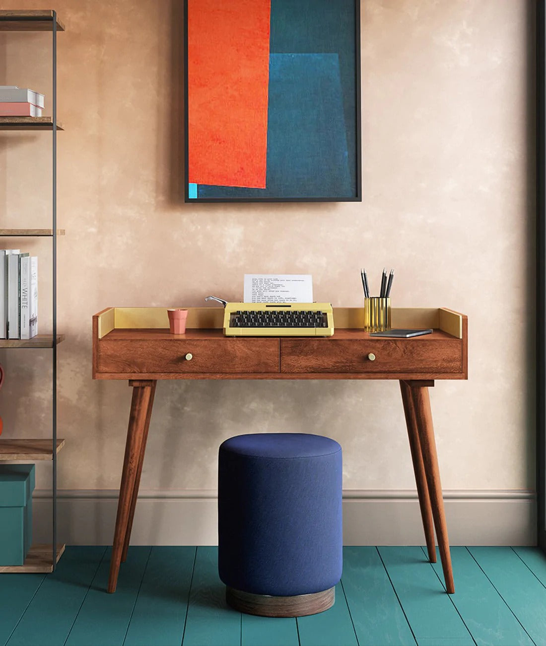 Diana Retro Gold Trimmed Desk - J.L.HOME DECOR