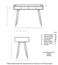 Diana Retro Gold Trimmed Desk - J.L.HOME DECOR