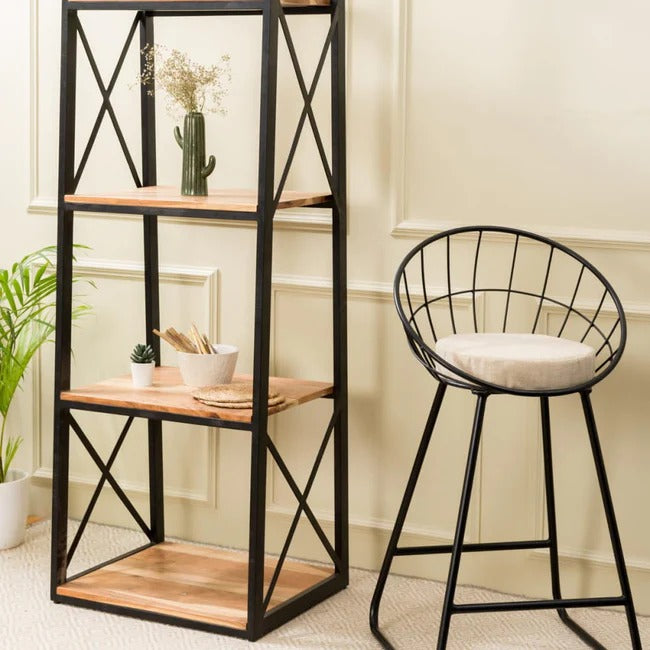 Metal & Acacia Wood Shelving Unit - J.L.HOME DECOR