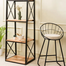 Metal & Acacia Wood Shelving Unit - J.L.HOME DECOR
