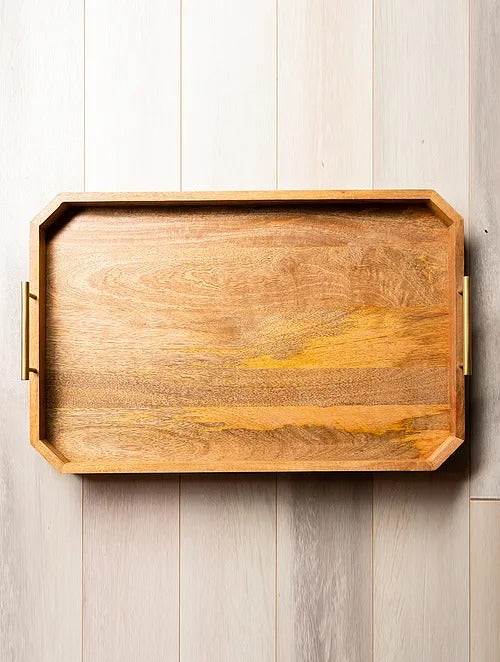 Brown Wood Matt Tray (L- 28in, W- 18in) - J.L.HOME DECOR