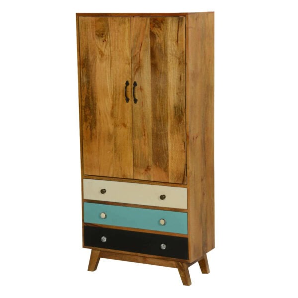 Solid Wood Wardrobe In Natural Finish - J.L.HOME DECOR