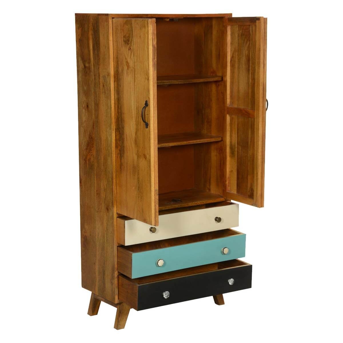 Solid Wood Wardrobe In Natural Finish - J.L.HOME DECOR