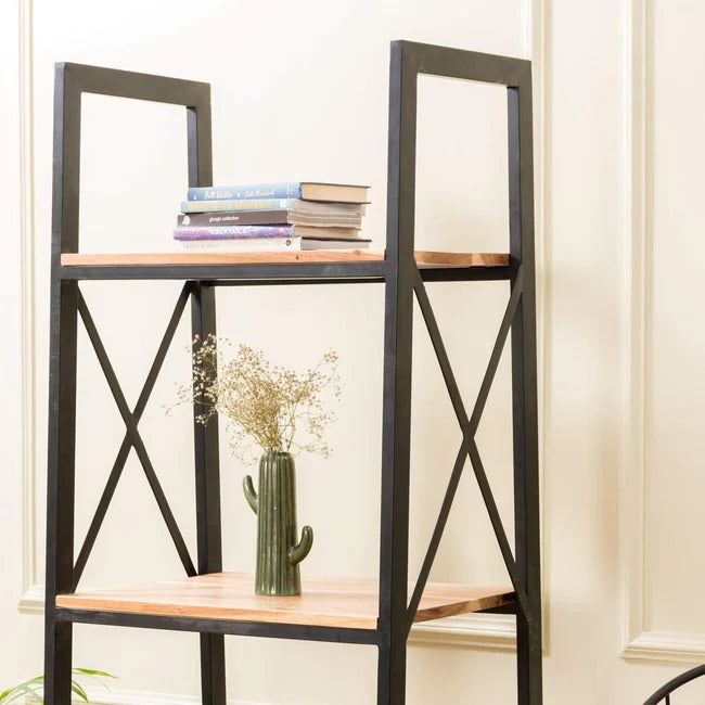 Metal & Acacia Wood Shelving Unit - J.L.HOME DECOR