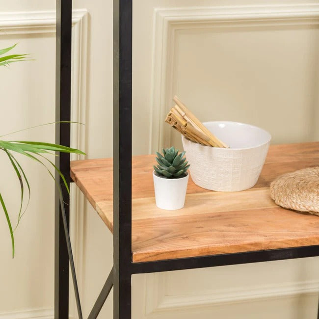 Metal & Acacia Wood Shelving Unit - J.L.HOME DECOR