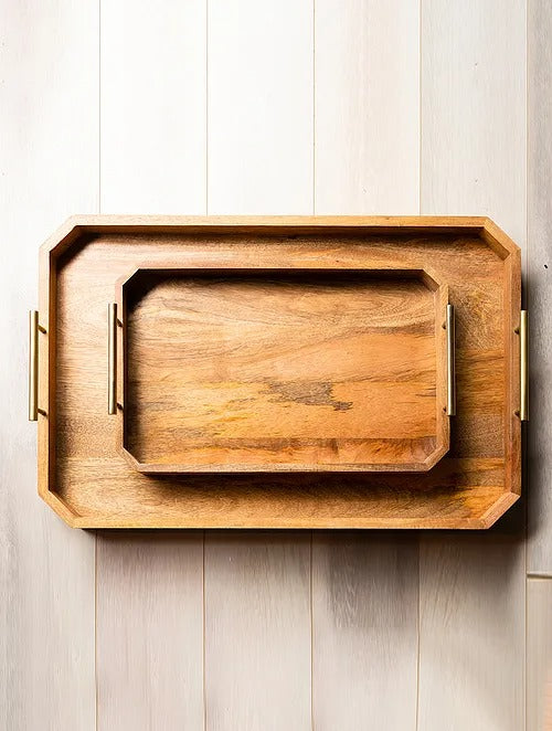 Brown Wood Matt Tray (L- 28in, W- 18in) - J.L.HOME DECOR